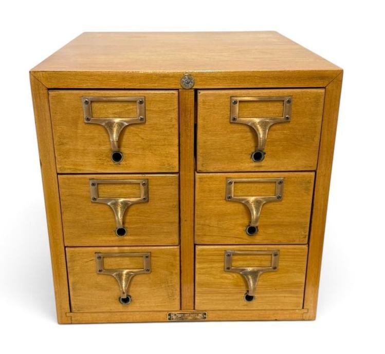 Gaylord Bros. 6 drawer card catalog: Gaylord Bros. 6 drawer card catalog. Approx. 18 x 14 x 14 inches.