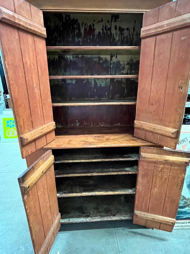 Antique Pine step back cupboard - 2