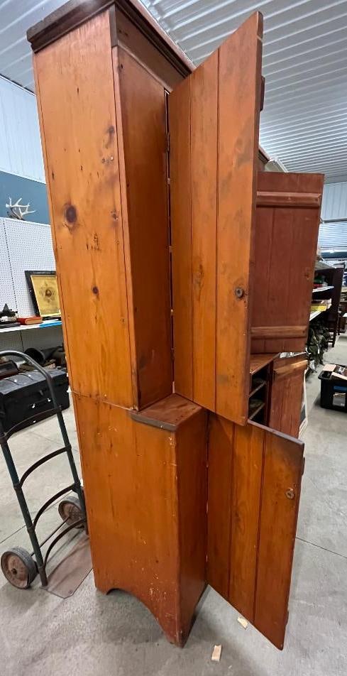 Antique Pine step back cupboard - 3
