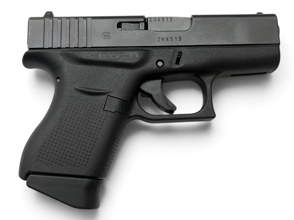 Glock Model 43 9mm pistol: New Glock Model 43 9mm semi auto pistol. Serial # ZNX513.