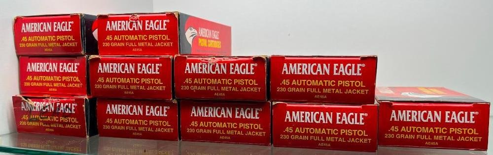 .45 Auto Pistol Ammunition: .45 Auto Pistol Ammunition. Approx. 800 rounds. By Federal and Blazer.
