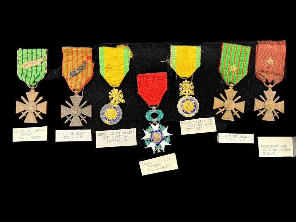 7 France Military Medals: 7 France Military Medals. Including Legion of Honor Knight, Croix De Guerre and more.