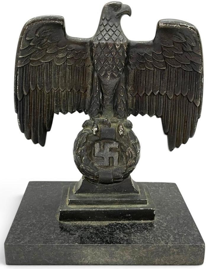 German Eagle on marble base: German Eagle on marble base. Approx. 8 x 6 x 4 inches.