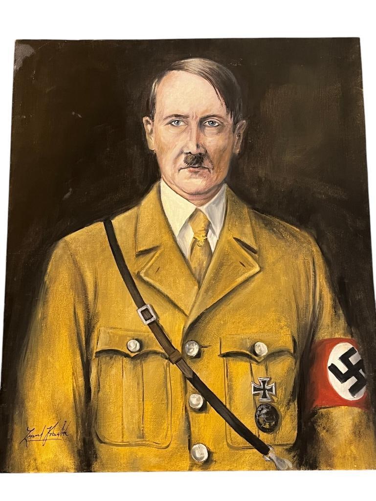 Leonard Fornalik signed oil on canvas: Leonard Fornalik signed oil on canvas. Portrait of WW2 German Leader Adolf Hitler. Approx. 24 x 20 inches..