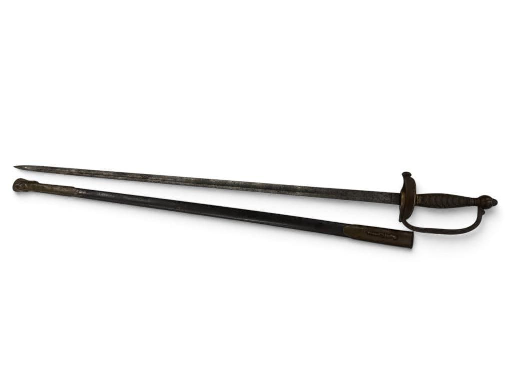 U.S. DFM 1863 sword: U.S. DFM 1863 sword. Sword in scabbard approx. 39 inches.