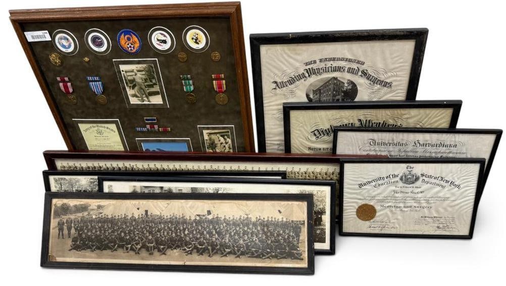 U.S. Military "Yard long" photos, Diplomas and more: U.S. Military "Yard" photos, Diplomas and more. 9 pieces. Largest frame approx. 43 x 10 inches.