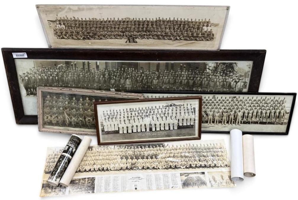 9 U.S. Military "Yard long" Photos: 9 U.S. Military "Yard" Photos. Largest frame approx. 48 x 15.5 inches.