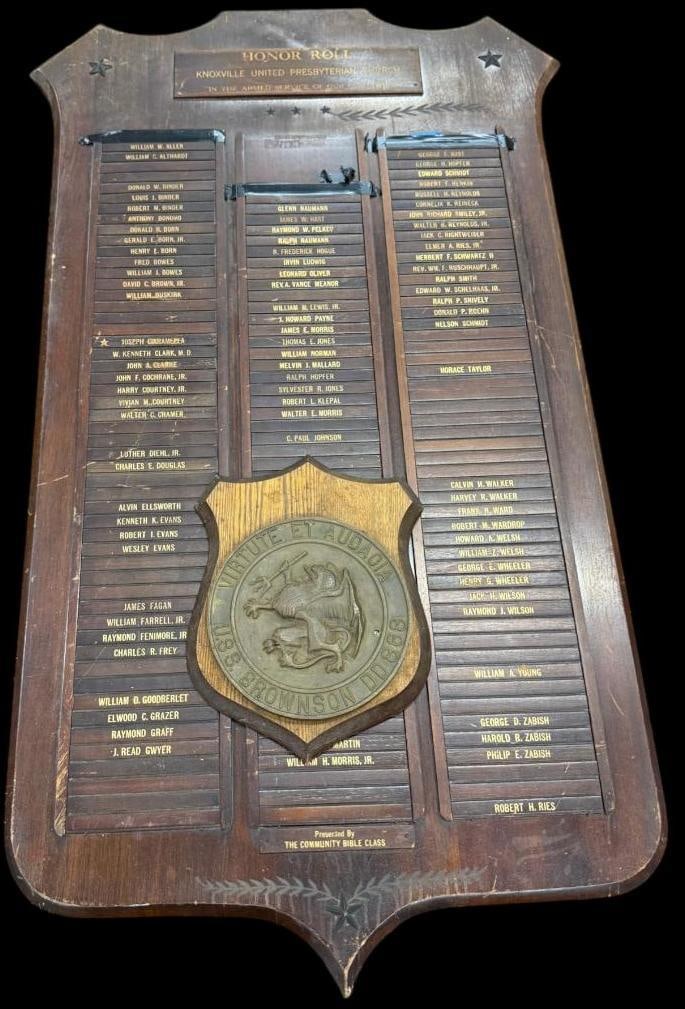 Church Honor Roll board and U.S.S. Brownson plaque (1 of 6)