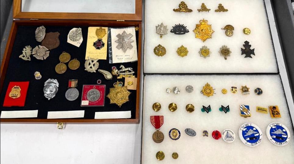 British Military Badges, Fire Dept. badges and more: British Military Badges, Fire Dept. badges, Queen Elizabeth Silver Jubilee coin, pins and more.