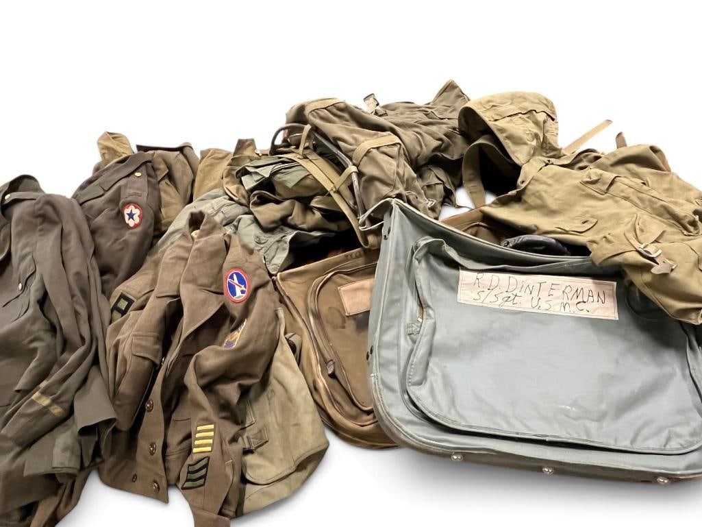 U.S. Military Bags, packs, uniforms and more: U.S. Military Bags, packs, uniforms and more. Approx. 18 pieces.
