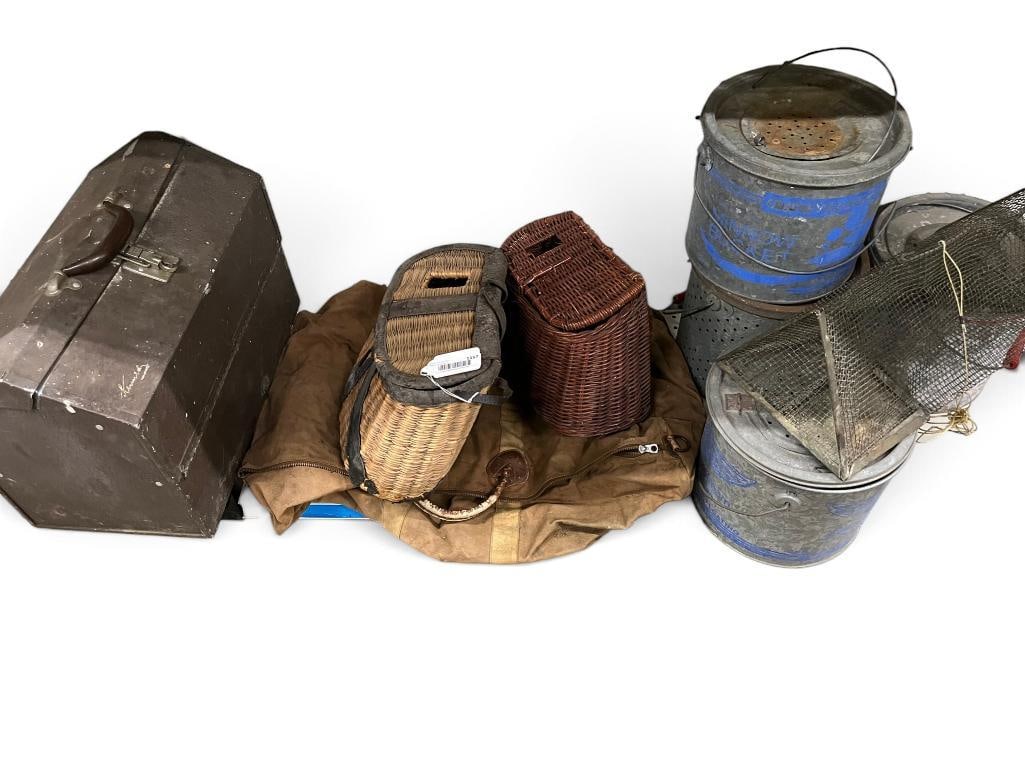 Fishing creels, bait buckets, tackle box and more (1 of 5)