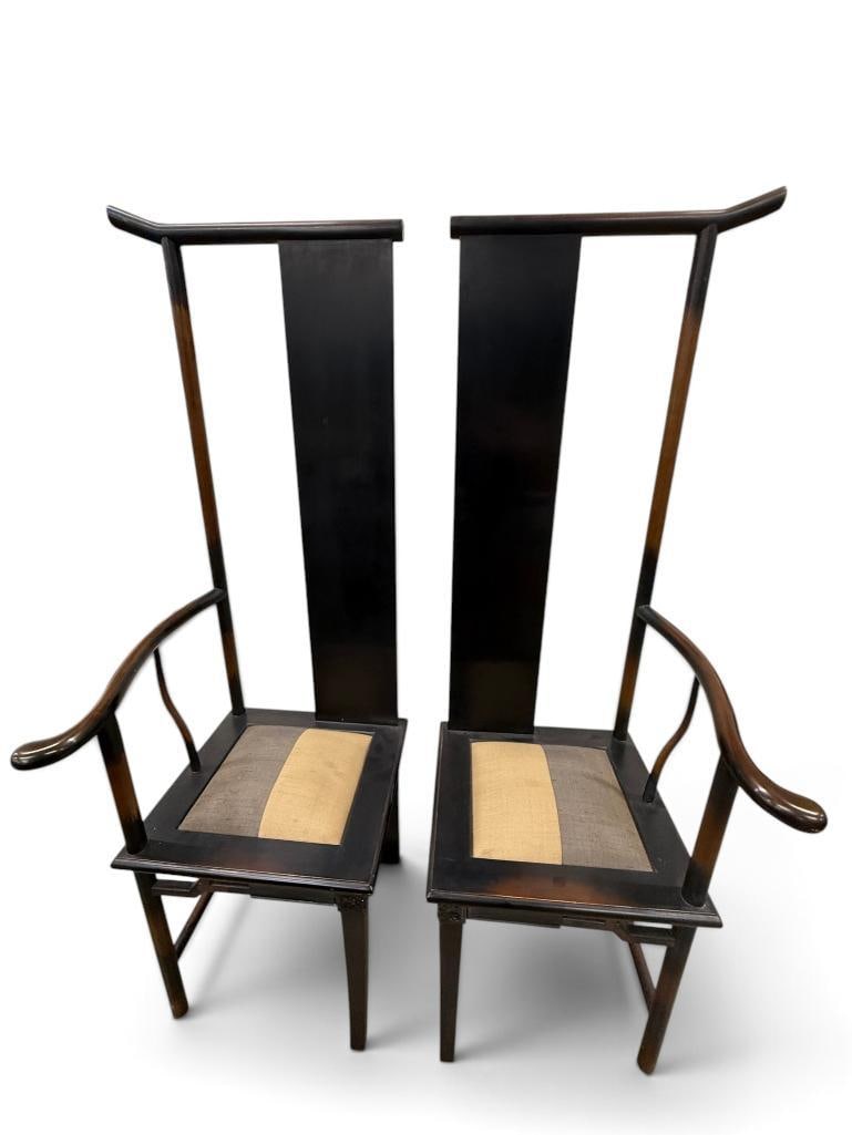 Pair of Shao Fan style Armchairs: Pair of Shao Fan style Armchairs. Approx. 70 x 22 x 22 inches.