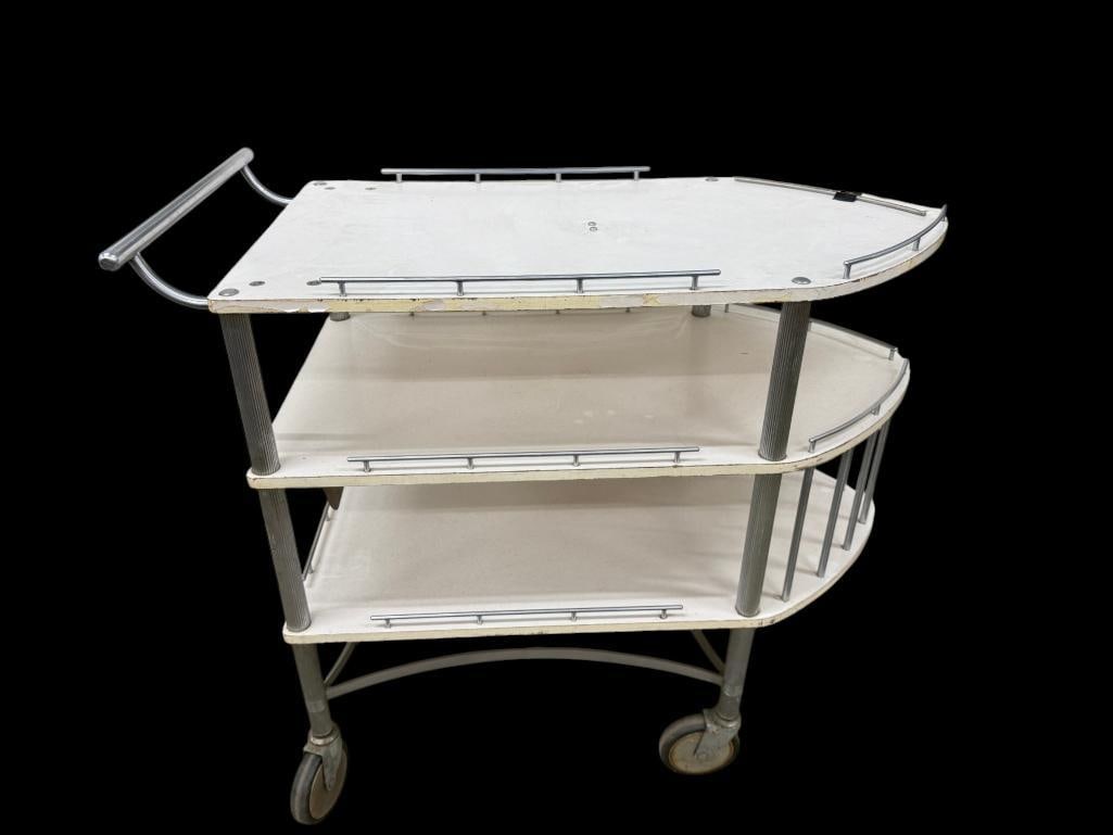 Mid Century Modern service cart: Mid Century Modern service cart. Approx. 40 x 36 x 21 inches.