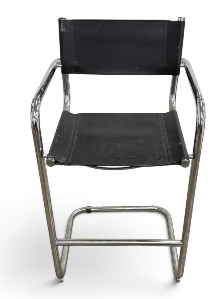 Mid Century Modern chrome and black bar stool (1 of 6)