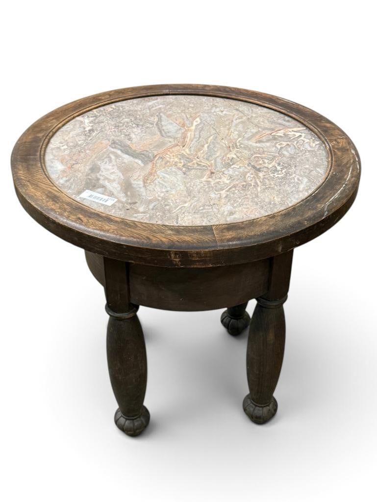 Art Deco Oak and Marble occasional table (1 of 4)