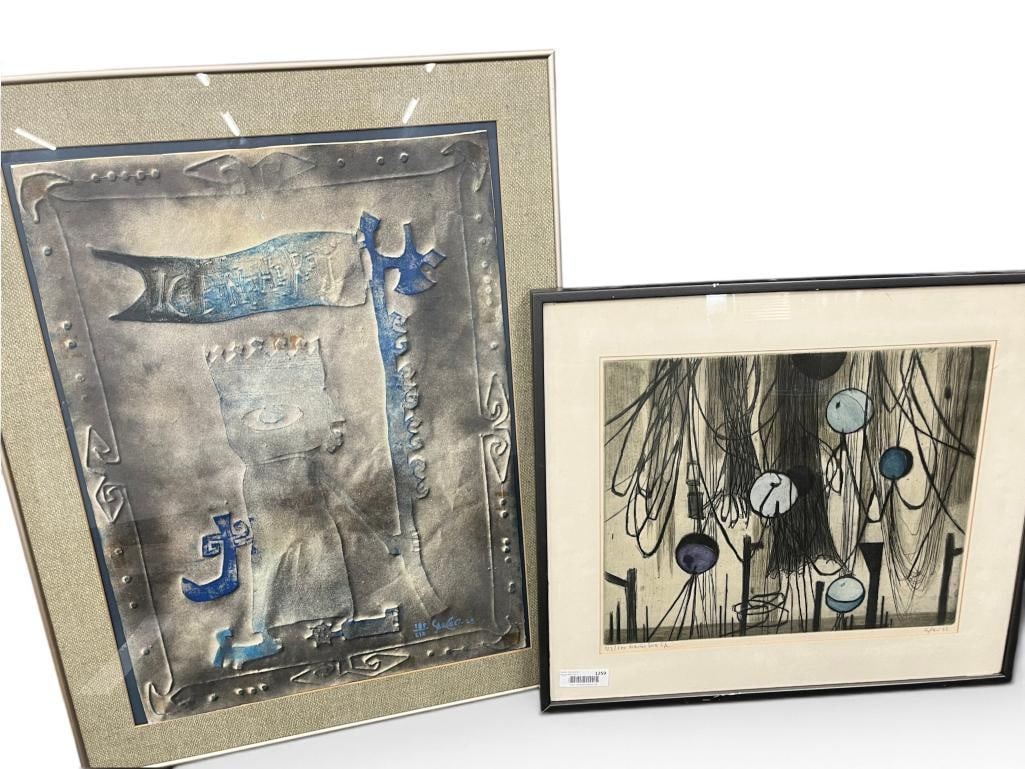 Enrique Sanchez and Otto Eglau signed numbered prints: Enrique Sanchez 1969 "The War of Succession" 185/210 embossed paper print and Otto Eglau (1917-1988) signed " Marine Still Life" 123/200 1962 print.