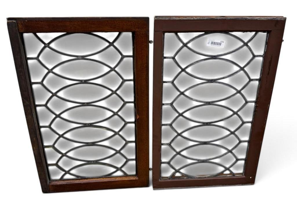 2 Leaded and Beveled Glass windows: 2 Leaded and Beveled Glass windows. Frame approx. 30 x 19 inches.