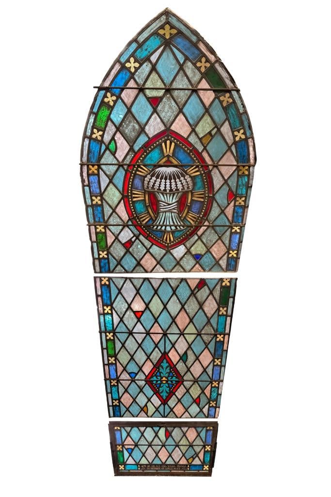 3 Section Stained and Leaded Glass Cathedral Window (1 of 8)
