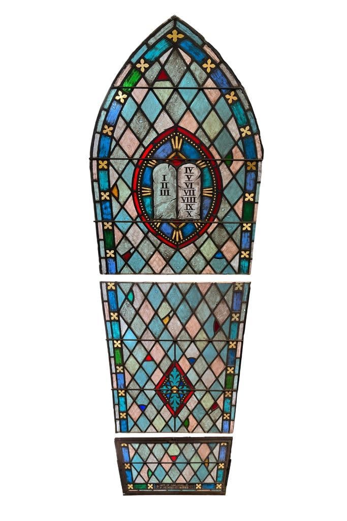 3 Section Stained and Leaded Glass Cathedral Window (1 of 6)