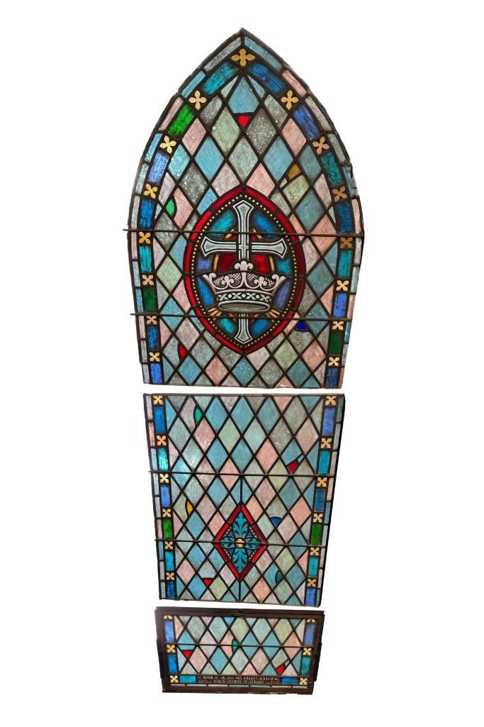 3 Section Stained and Leaded Glass Cathedral Window (1 of 8)