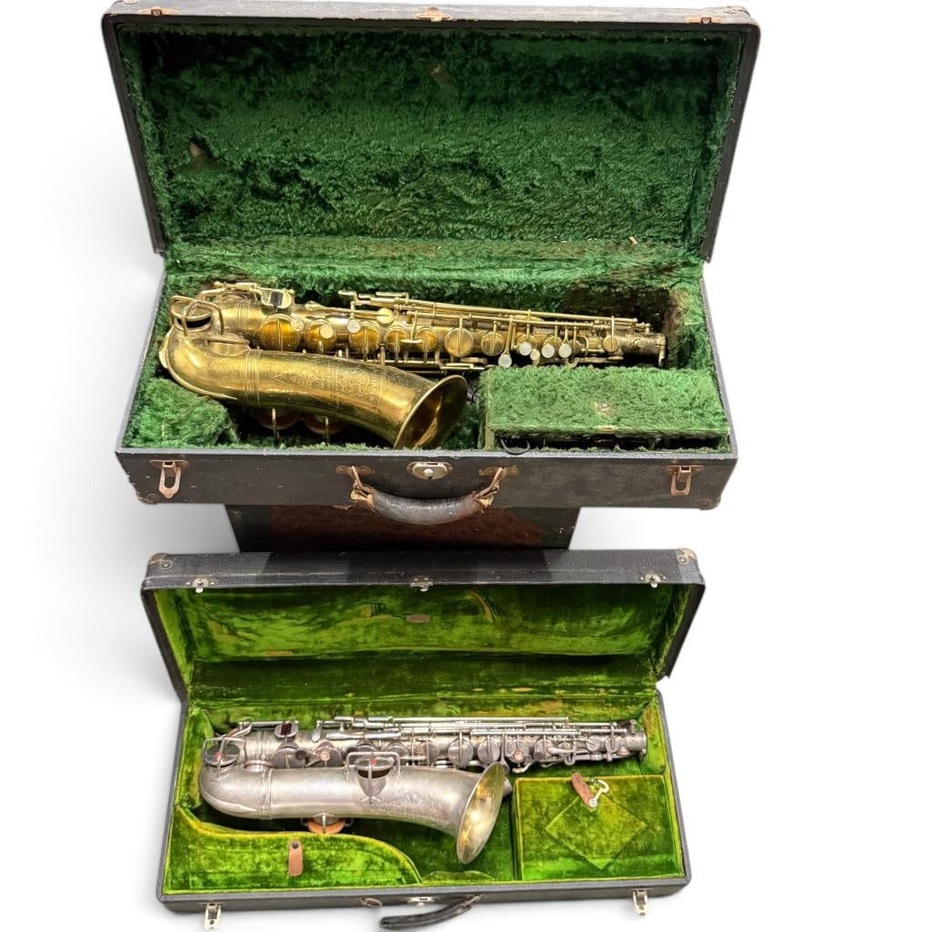Holton Co. and Indiana Saxophones: Holton Co and Indiana Saxophones. 2 pieces. Holton is c. 1914.