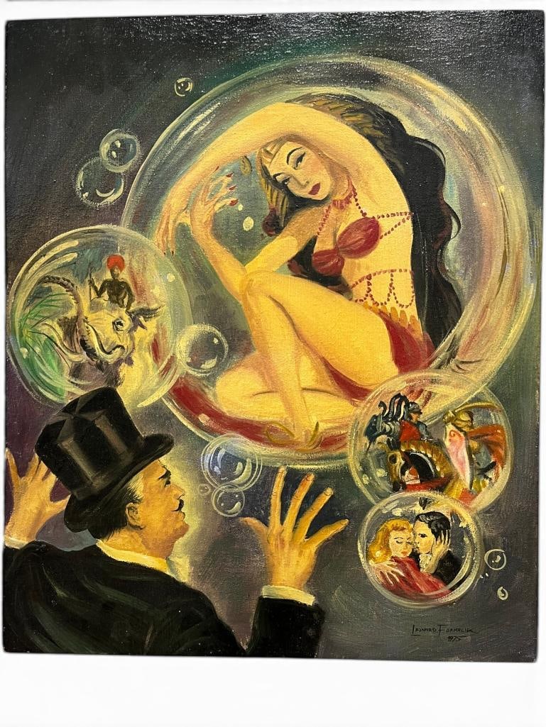 Leonard Fornalik 1975 signed oil on canvas Magician (1 of 2)
