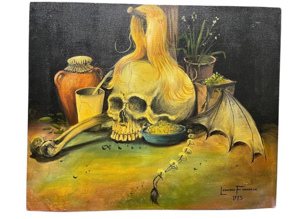Leonard Fornalik 1973 signed oil on canvas still life (1 of 2)