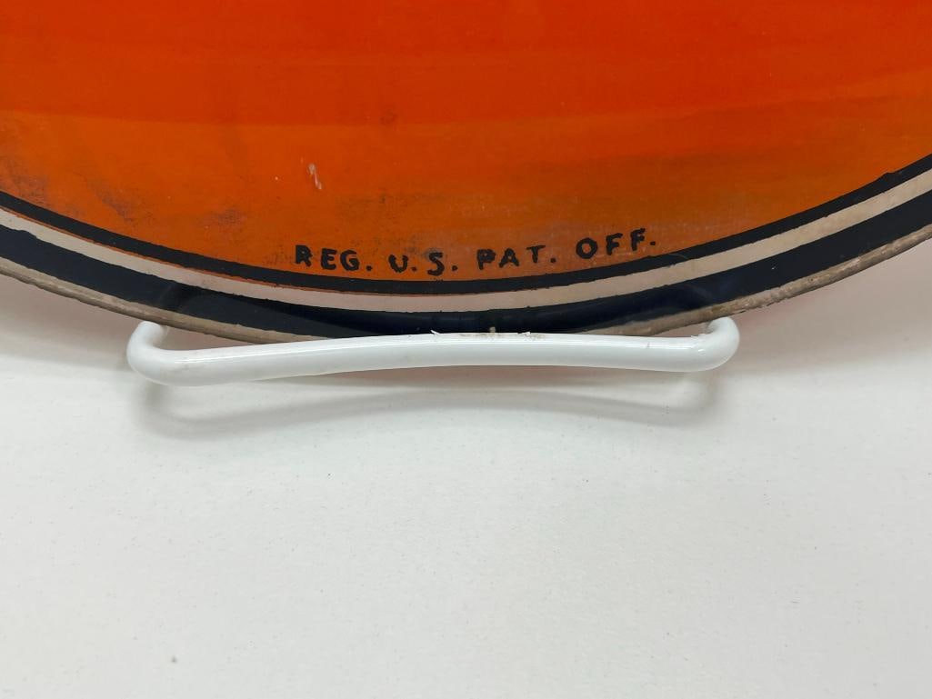 2 Gulf reverse painted glass pump globe inserts - 5
