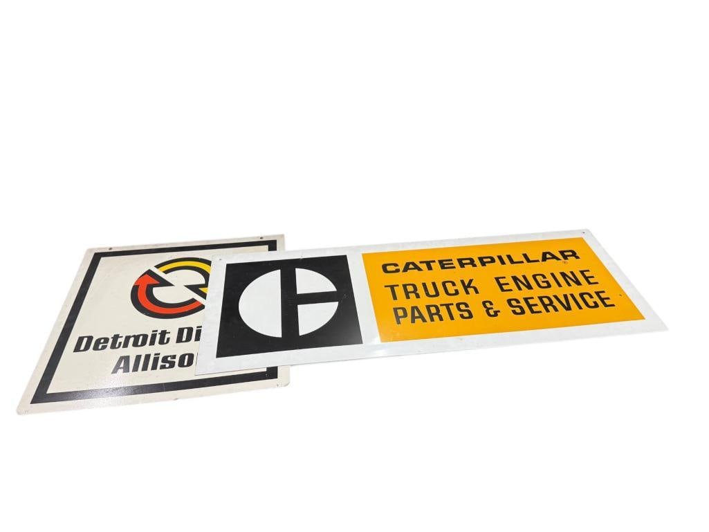 Caterpillar and Detroit Diesel Allison signs: Caterpillar and Detroit Diesel Allison signs. 2 pieces. Caterpillar approx. 48 x 18 inches.