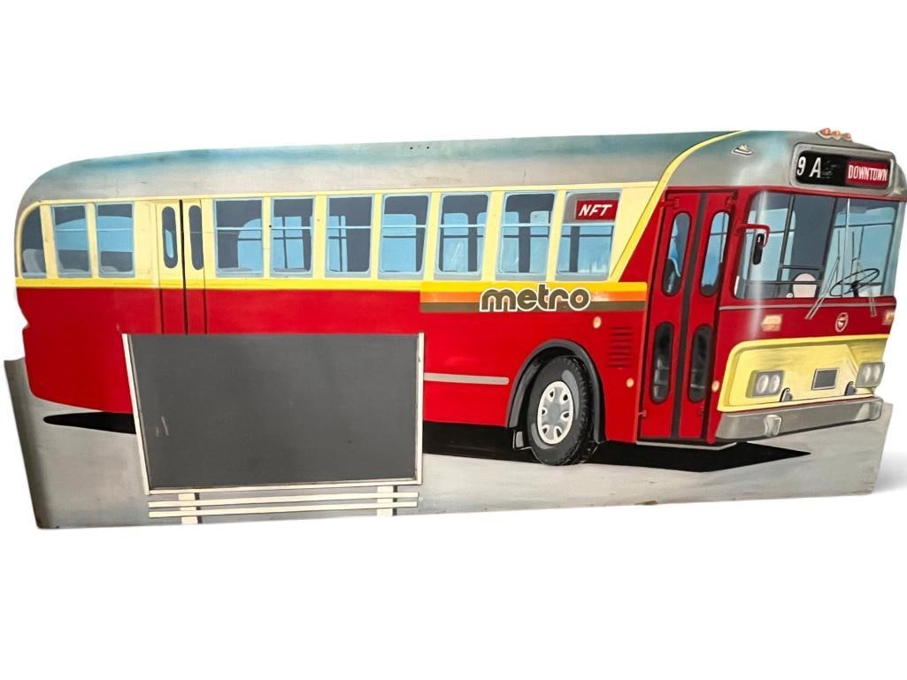 NFTA Metro Bus Sign: NFTA Metro Bus Sign. Painted by Kreiss. Approx. 92 x 42 inches.