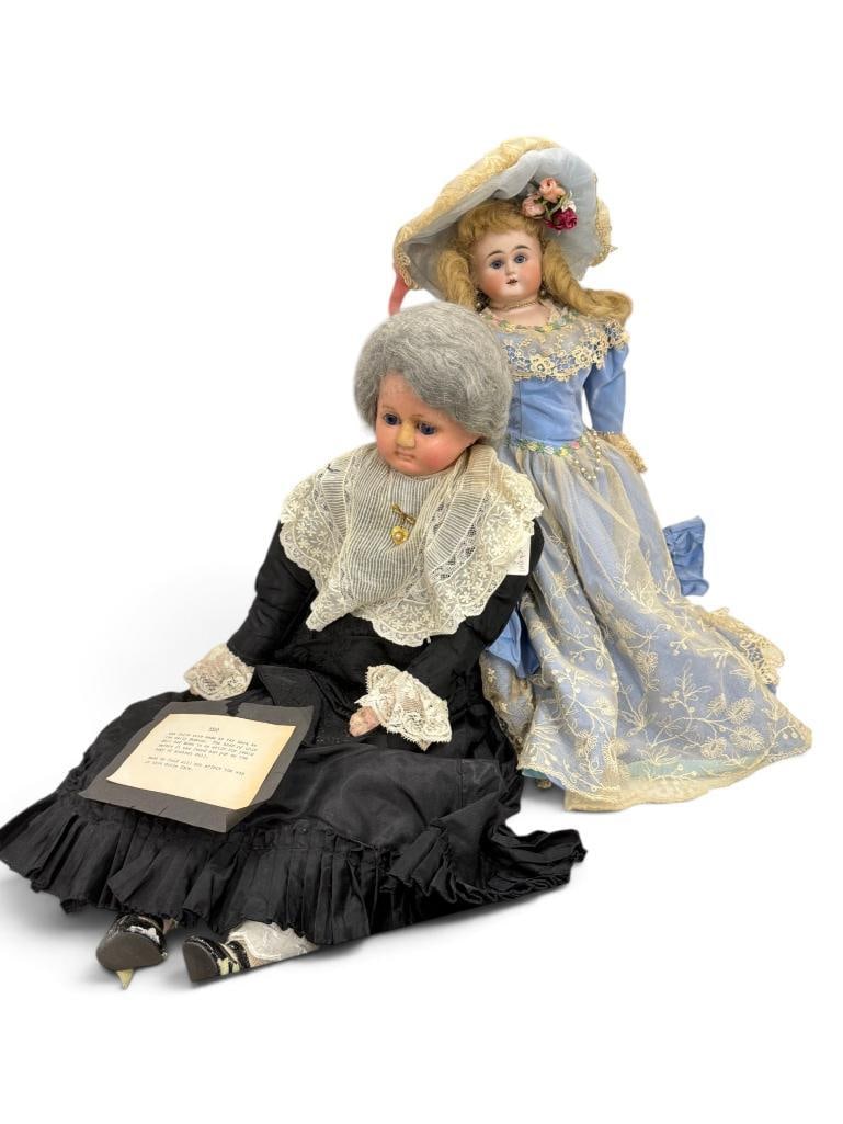 Antique Wax doll and Porcelain Doll (1 of 12)