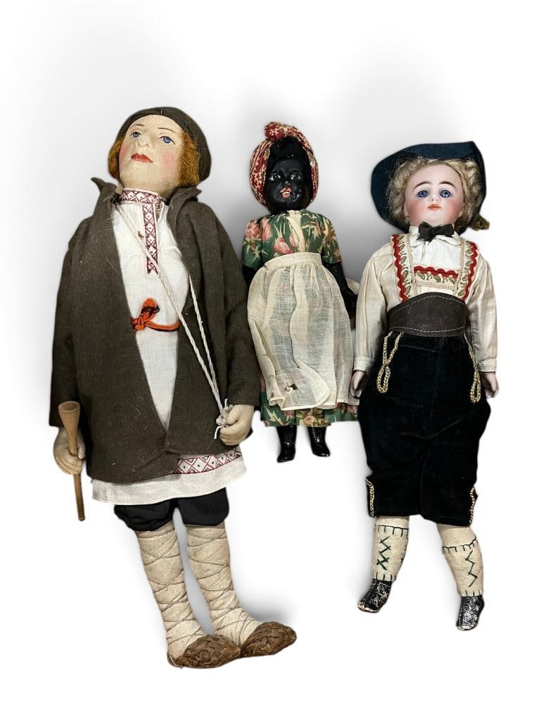 Group of 3 Ethnic Dolls: Group of 3 Ethnic Dolls. Largest approx. 15 inches.