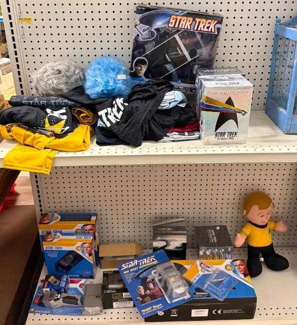 Star Trek Toys, DVD's, T-shirts, Tribbles and more: Star Trek Toys, DVD's, T-shirts, Tribbles and more. Approx. 30 pieces.