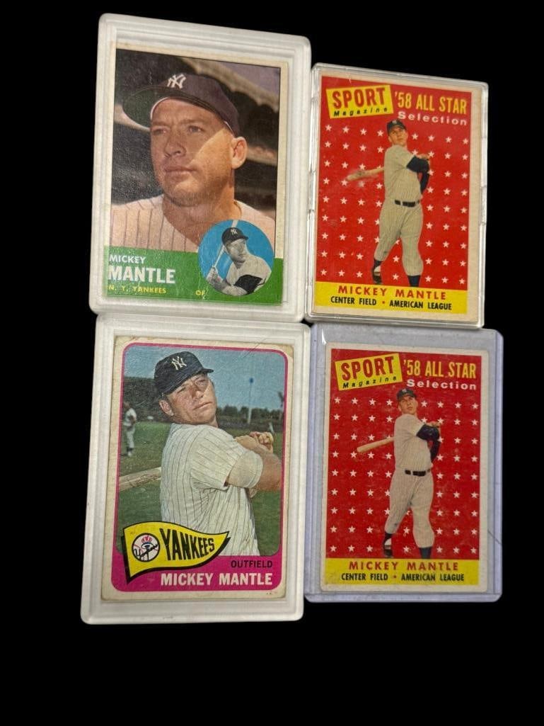 4 Mickey Mantle Baseball Cards (1 of 2)