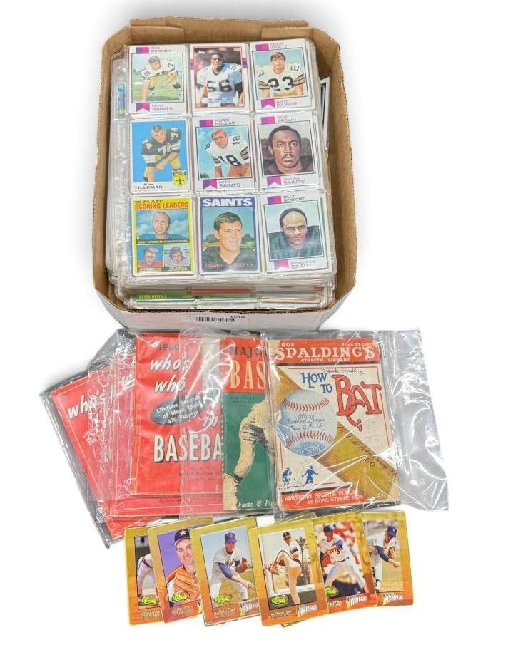 Mixed Football and Hockey cards in pages etc.: Mixed Football and Hockey cards in pages, old Baseball publications, etc.