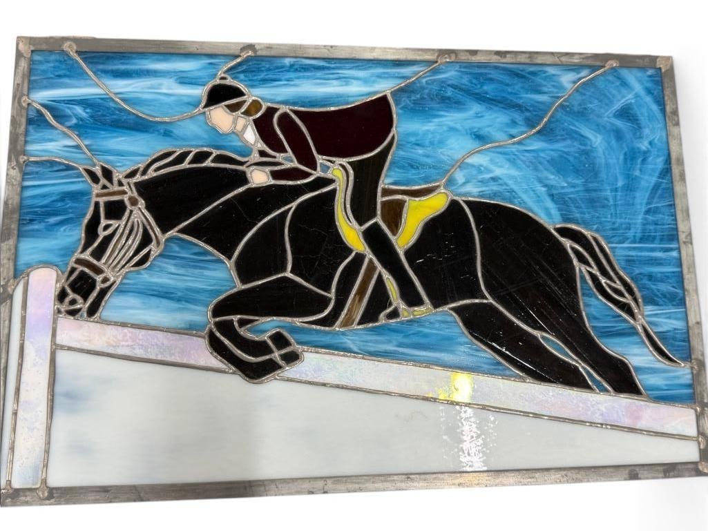 Leaded Glass window with Jumping Horse (1 of 3)