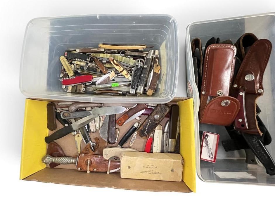 Large Group of Pocket Knives and Fixed Blades (1 of 6)