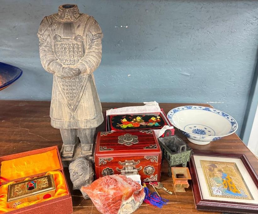 Terracotta Warrior statue, teapot, dresser boxes etc. (1 of 9)