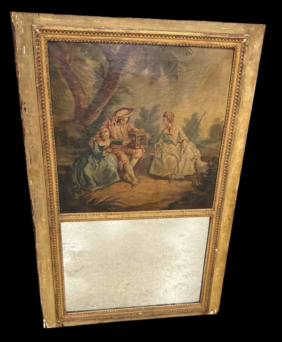 19th Century Trumeau with pastoral scene (1 of 5)
