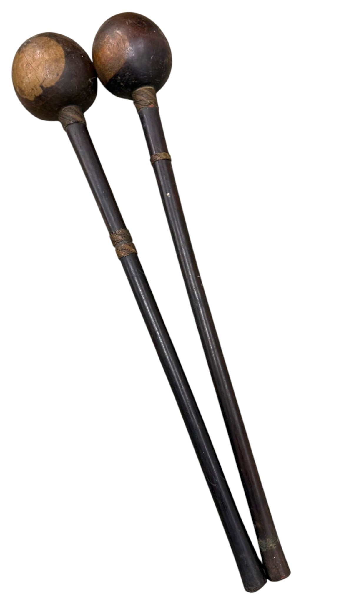 Pair of African War Clubs: Pair of African War Clubs. Known as Zulu Knobkerries. Approx. 24 inches long.