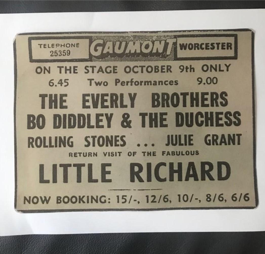 The Rolling Stones ETC Original UK Poster Stunning 1963: Possibly the only copy in the world. An original poster from 1963 advertising their The Everly Bros, Bo Diddley, Little Richard and most importantly The Rolling Stones on their first ever UK tour. One