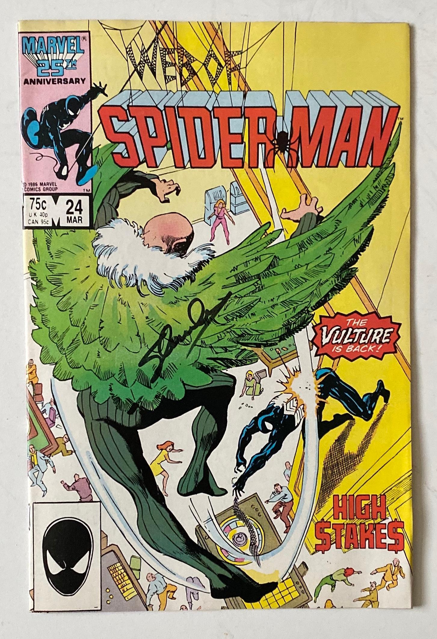 Stan Lee Signed Spider-Man Mar 1986 Comic Certified: This lot is a Spider-Man comic autographed by Stan Lee. Item comes with Certificate of Authenticity guaranteeing it for a lifetime. Item comes with time and place of signing details.