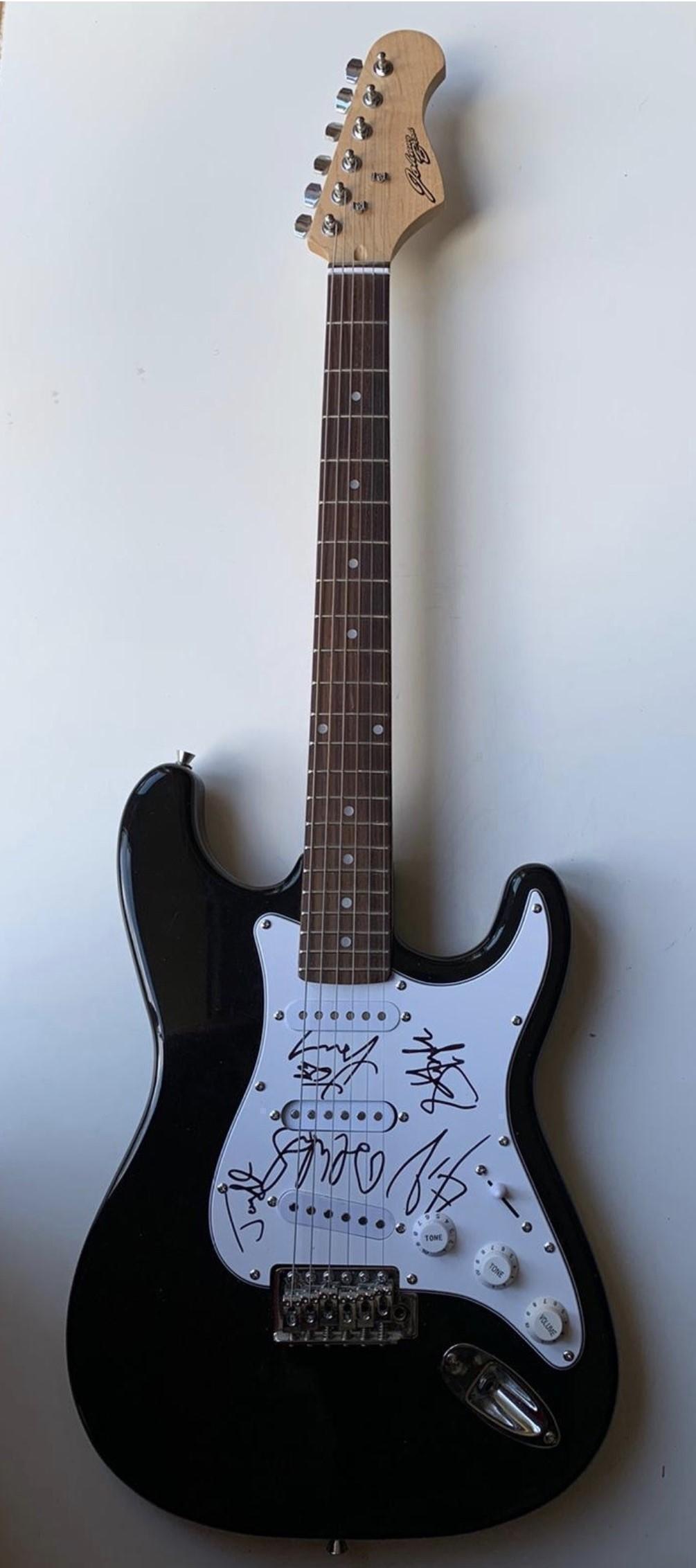Aerosmith Fully Signed Electric Guitar Certified: This lot is an electric guitar autographed by Steven Tyler, Joe Perry, Brad Whitford, Joey Kramer and Tom Hamilton of Aerosmith. Item comes with Certificate of Authenticity guaranteeing it for a lifet