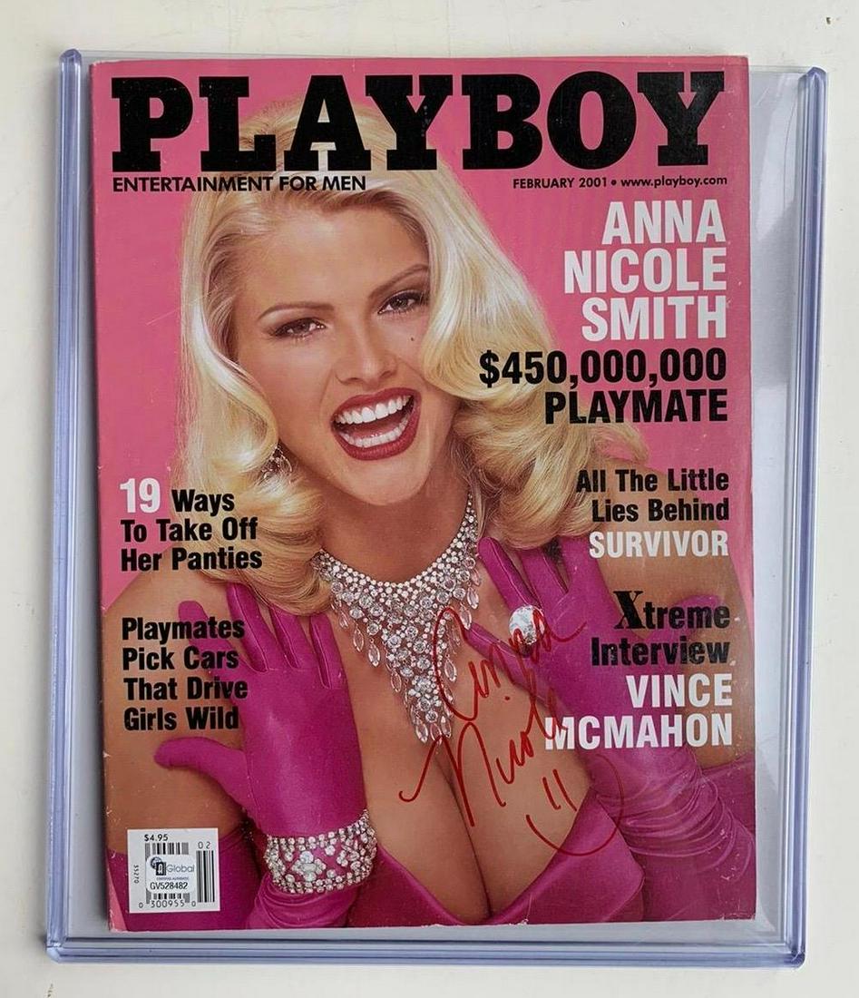 Anna Nicole Smith Signed Playboy Magazine Certified: This lot is a Playboy magazine (February 2001) autographed by Anna Nicole Smith. Item comes with Certificate of Authenticity guaranteeing it for a lifetime