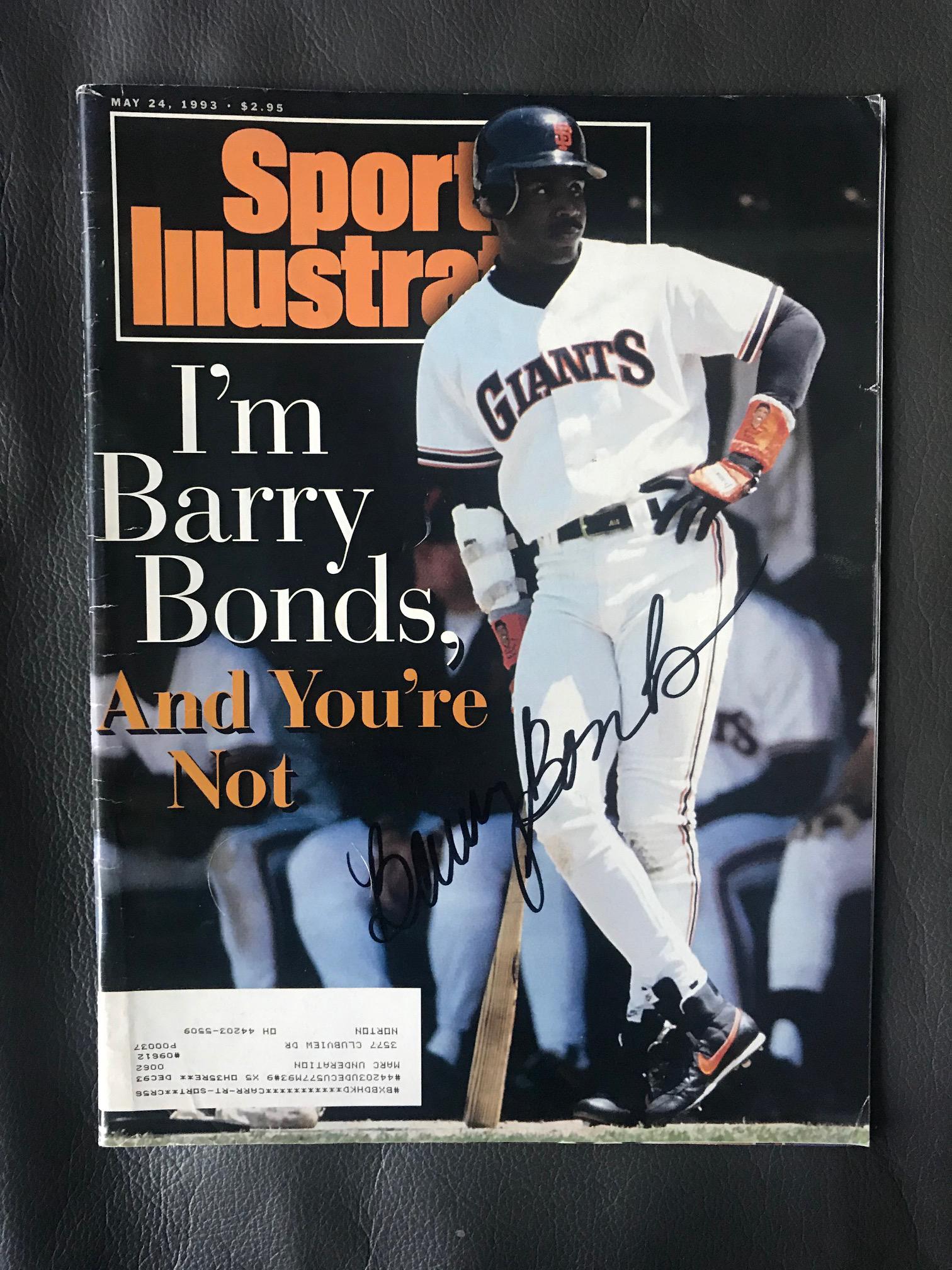 Barry Bonds Signed Sports Illustrated Magazine: This lot is a Sports Illustrated magazine autographed by Barry Bonds. Item comes with Certificate of Authenticity guaranteeing it for a lifetime