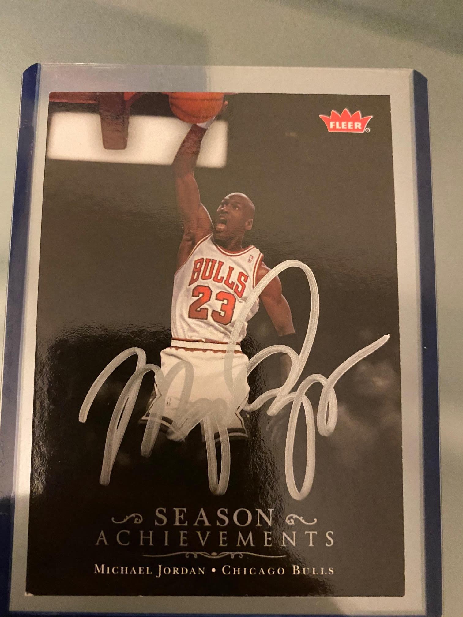 Michael Jordan Signed Trading Card Certified: This lot is a Fleer trading card, autographed by Michael Jordan.