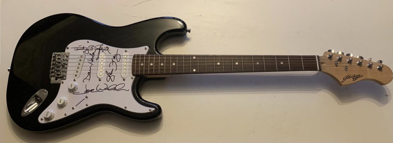 The Eagles Fully Signed Electric Guitar Certified: This lot is an electric guitar autographed by Don Henley, Joe Walsh, Timothy B Schmit and Glenn Frey of The Eagles. Item comes with Certificate of Authenticity guaranteeing it for a lifetime
