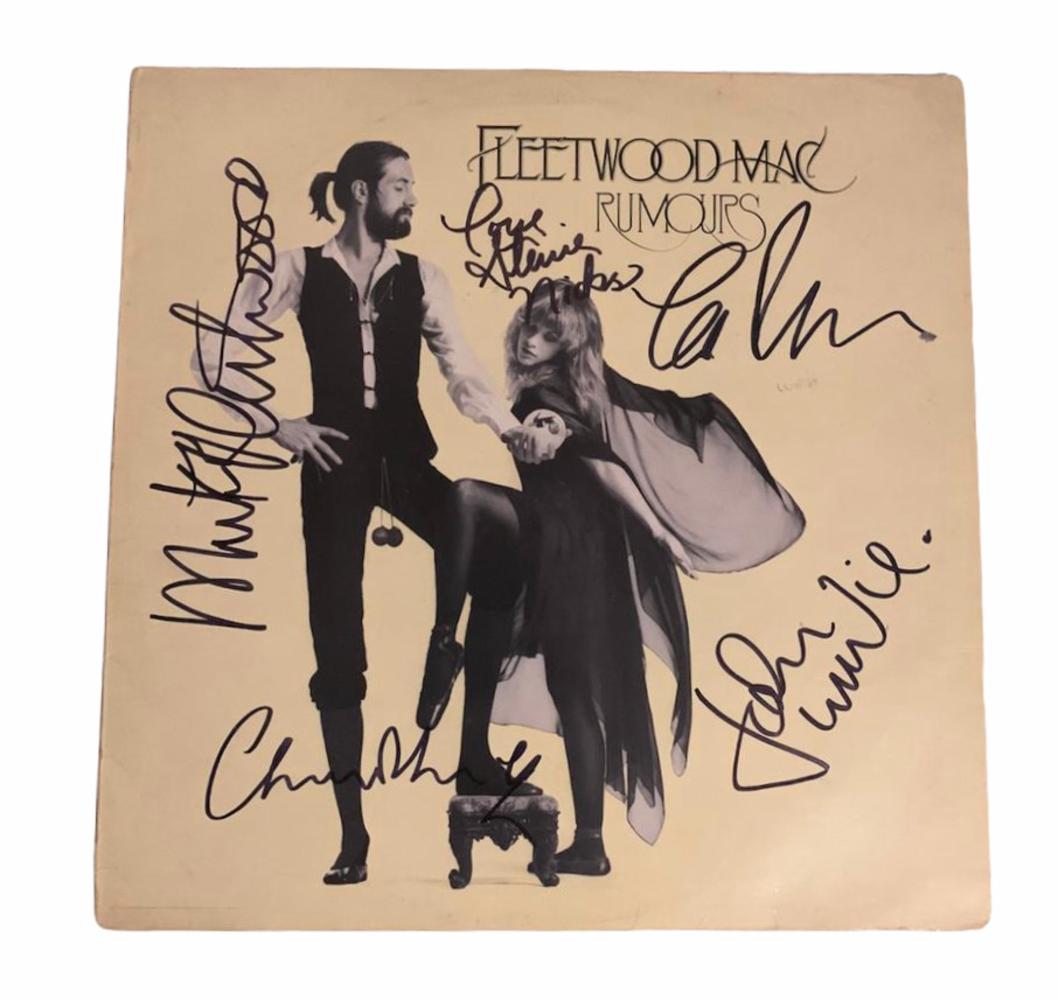 Fleetwood Mac Rumours Signed Vinyl LP Certified: This lot is a vinyl LP (Rumours) autographed by Mick Fleetwood, Stevie Nicks, Lindsey Buckingham, John McVie and Christine McVie of Fleetwood Mac.