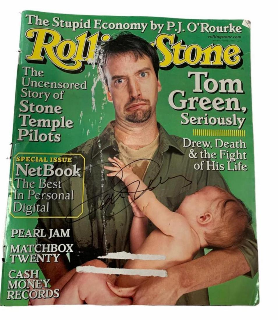 Tom Green Signed Rolling Stone Magazine Certified: This lot is a Rolling Stone magazine, autographed by Tom Green. Item comes with Certificate of Authenticity guaranteeing it for a lifetime