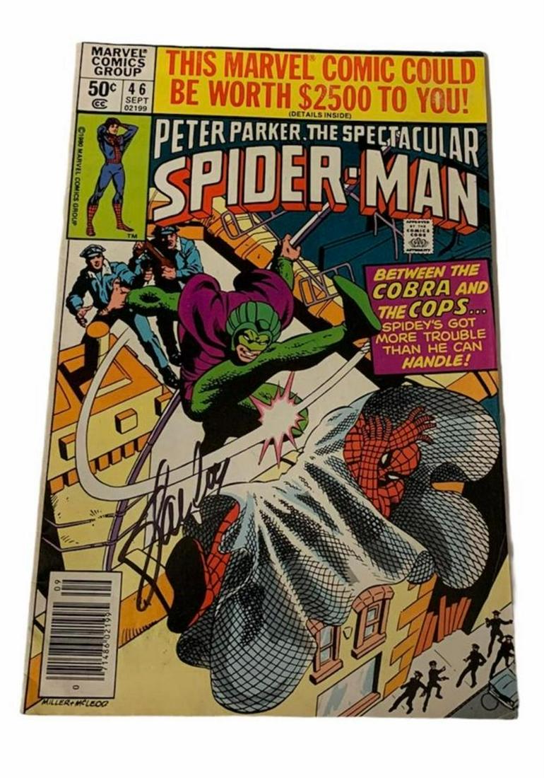 Stan Lee Signed Peter Parker, The Spectacular: This lot is a Peter Parker, The Spectacular Spider-Man comic, autographed by Stan Lee. Item comes with Certificate of Authenticity, guaranteeing it for a lifetime.